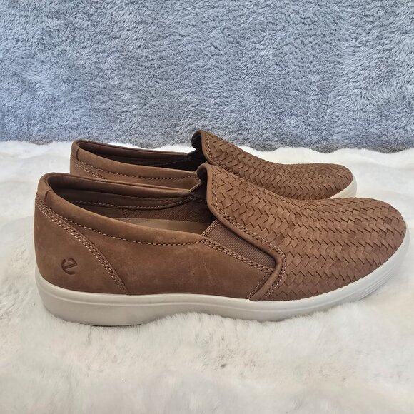 Ecco Soft 7 Woven Brown Nubuck Leather Slip On Loafer Sneaker Men\'s Sizes NEW main image 7